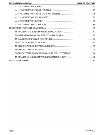 Komatsu WA800-3LC Large Wheel Loader Assembly Guide – CEAW000100