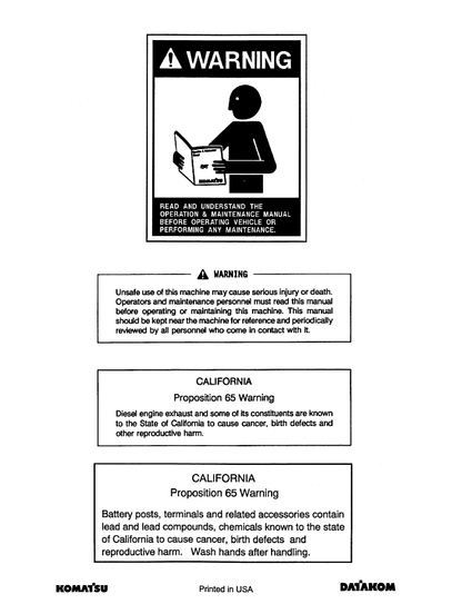 Komatsu WB142-5 Backhoe Loader Operation Guide CEAM018502 PDF