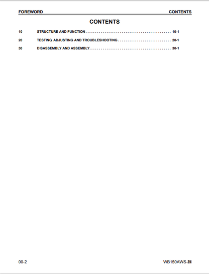 Komatsu WB150AWS-2N Backhoe Loader Service and Repair Manual