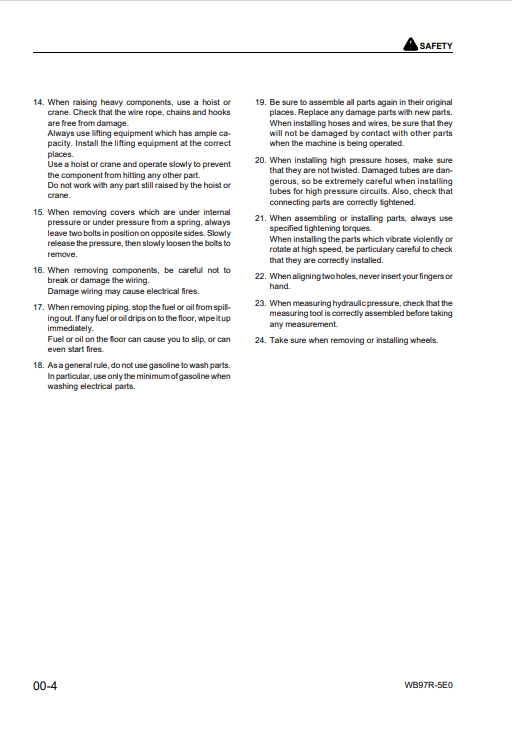 Komatsu WB97R-5E0 Backhoe Loader Repair Manual PDF