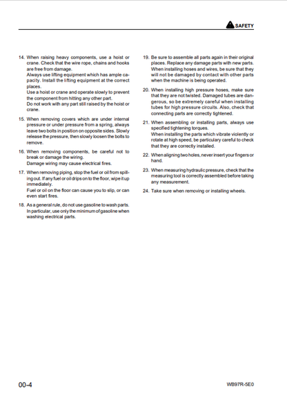 Komatsu WB97R-5E0 Backhoe Loader Repair Manual PDF