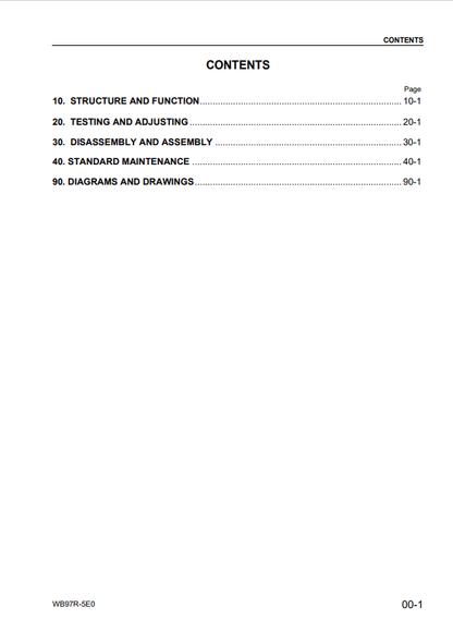 Komatsu WB97R-5E0 Service & Repair Manual WENBM00090 PDF