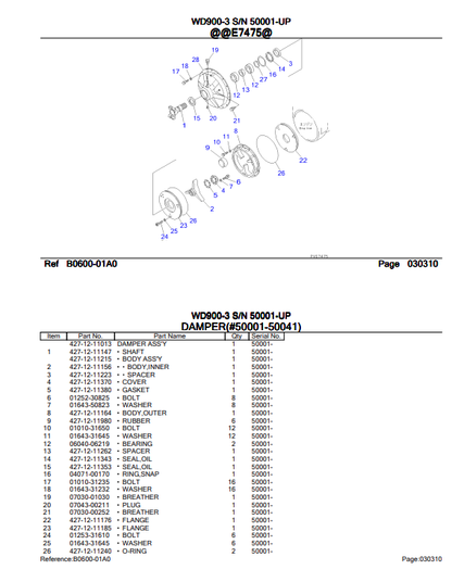 Komatsu WD600-3 Wheel Dozer Component Parts Manual PDF