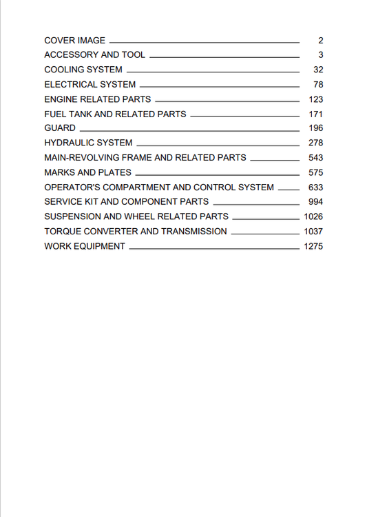 Komatsu WD600-3 Wheel Dozer Parts Catalogue SN 50001-UP PDF