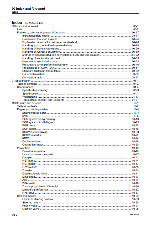  Komatsu Wheel Loader Maintenance and Repair Guide for WA320-7