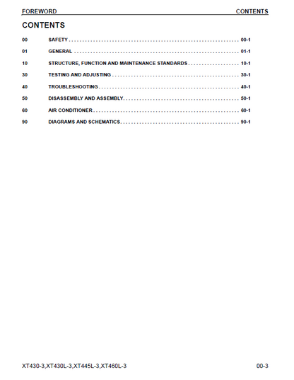 Komatsu XT430-3 and XT460L-3 Forestry Equipment Repair Manual