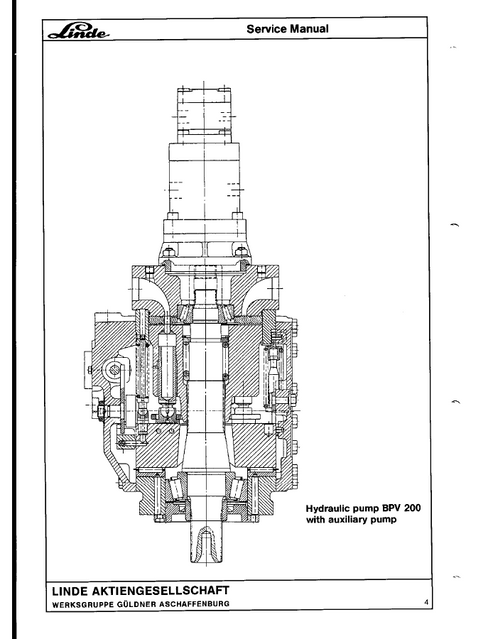 Linde BPV200 Hydraulic Pump Technical Troubleshooting Manual TM2210