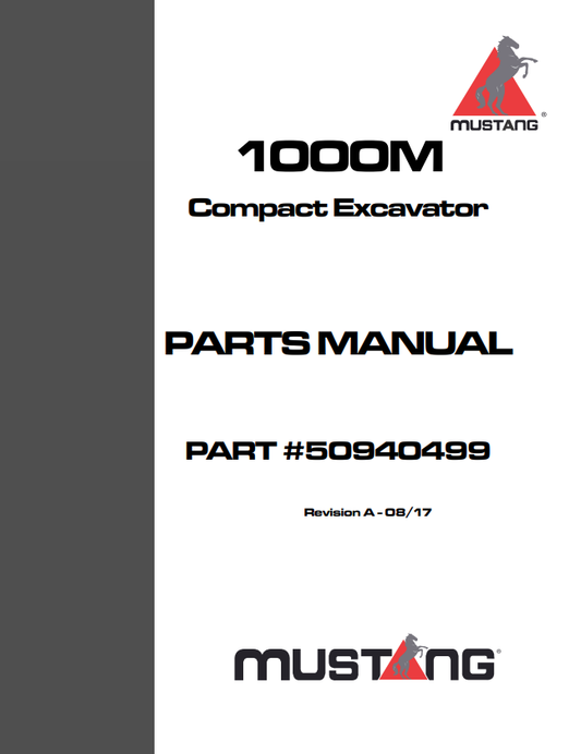 MUSTANG 1000M COMPACT EXCAVATOR PARTS MANUAL 50940499 - PDF