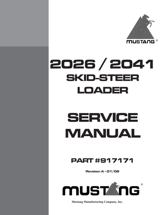MUSTANG 2026, 2041 SKID STEER-LOADER SERVICE MANUAL 917171 - PDF