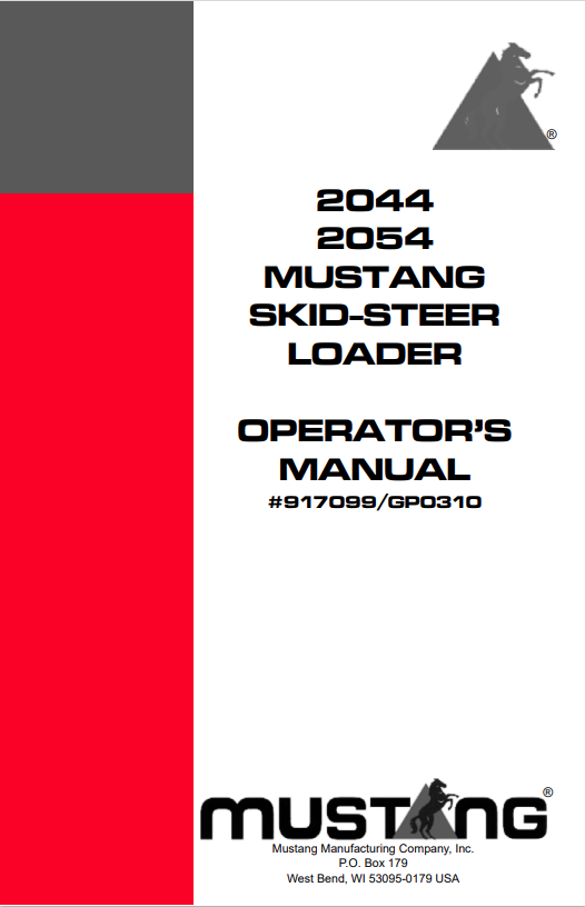MUSTANG 2044, 2054 SKID-STEER LOADER OPERATOR MANUAL 917099 - PDF