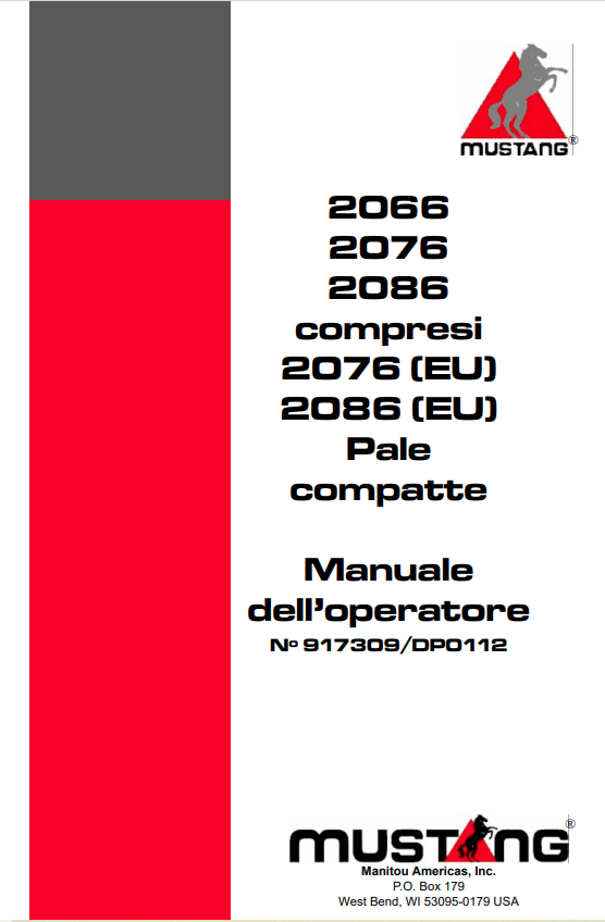 MUSTANG 2066, 2076, 2086, COMPRESI 2076 [EU], 2086 [EU] PALE COMPATTE OPERATOR MANUAL 917309 - PDF