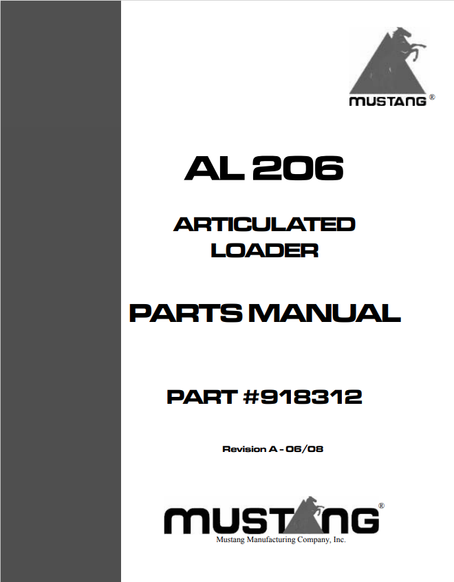 MUSTANG 206 ARTICULATED LOADER PARTS MANUAL 918312 - PDF
