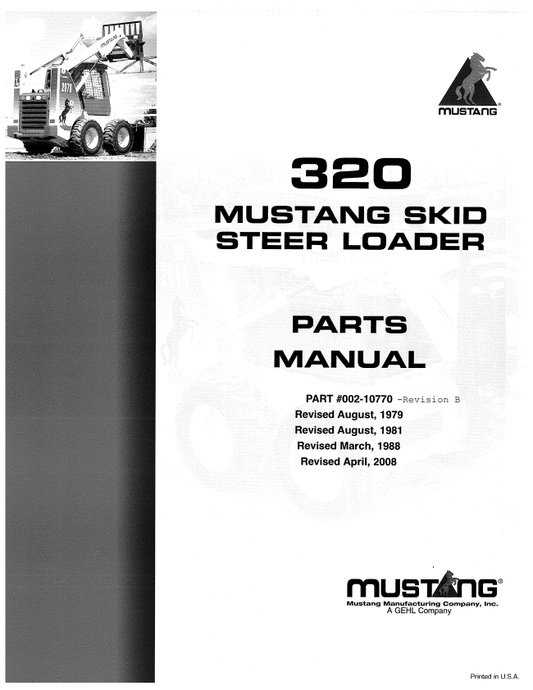 MUSTANG 320 SKID STEER LOADER PARTS MANUAL 002-10770 - PDF