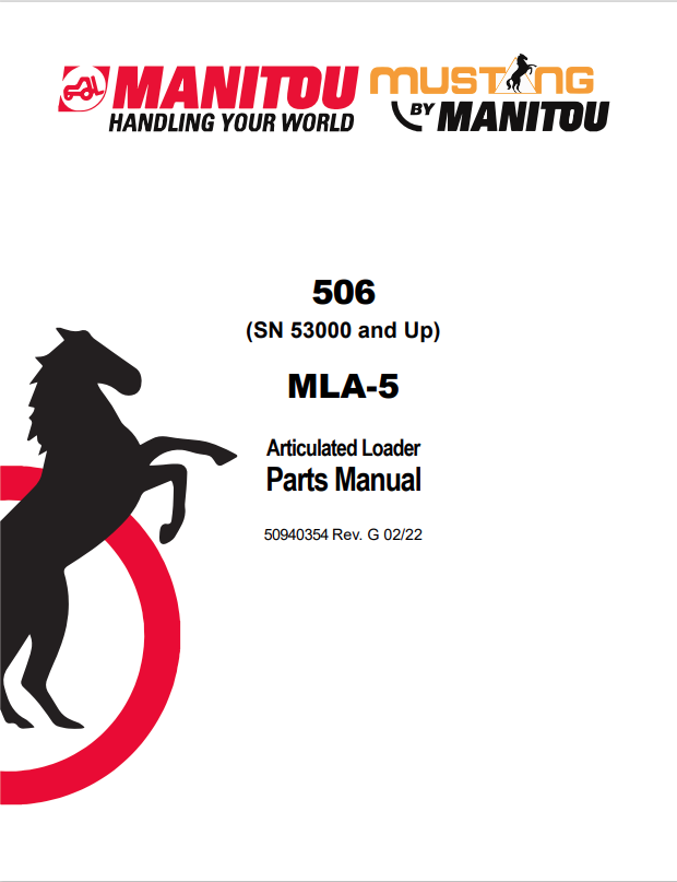 MUSTANG 506, MLA-5 ARTICULATED LOADER PARTS MANUAL 50940354 - PDF