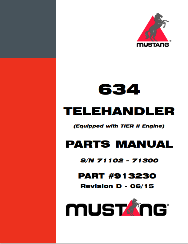 MUSTANG 634 TELEHANDLER EQUIPPED TIER II ENGINE PARTS MANUAL 913230 - PDF