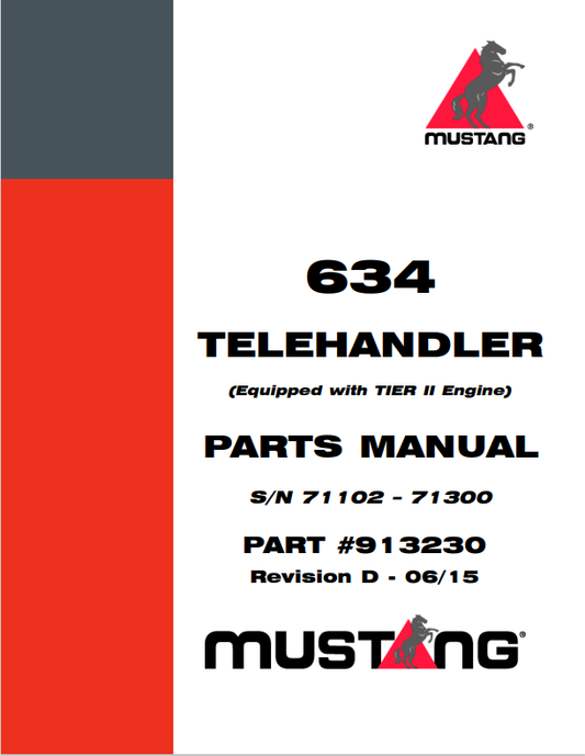 MUSTANG 634 TELEHANDLER EQUIPPED TIER II ENGINE PARTS MANUAL 913230 - PDF