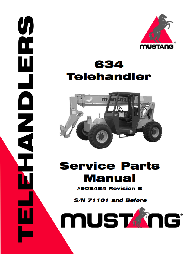 MUSTANG 634 TELEHANDLER PARTS MANUAL 908484 - PDF