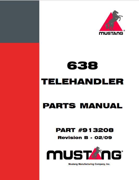 MUSTANG 638 TELEHANDLER PARTS MANUAL 913208 - PDF