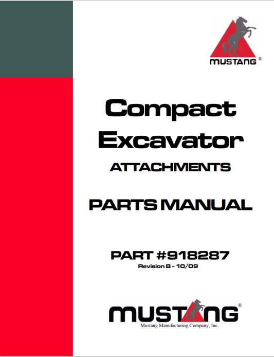 MUSTANG COMPACT EXCAVATOR ATTACHMENT PARTS MANUAL 918287 - PDF