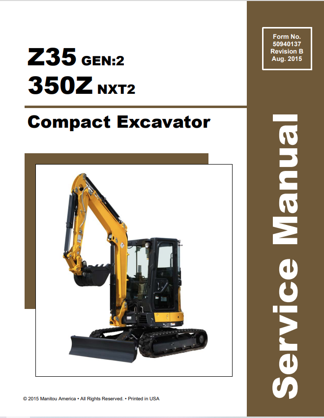 MUSTANG COMPACT Z35 GEN:2, 350Z NXT2 EXCAVATOR SERVICE MANUAL 50940137 - PDF