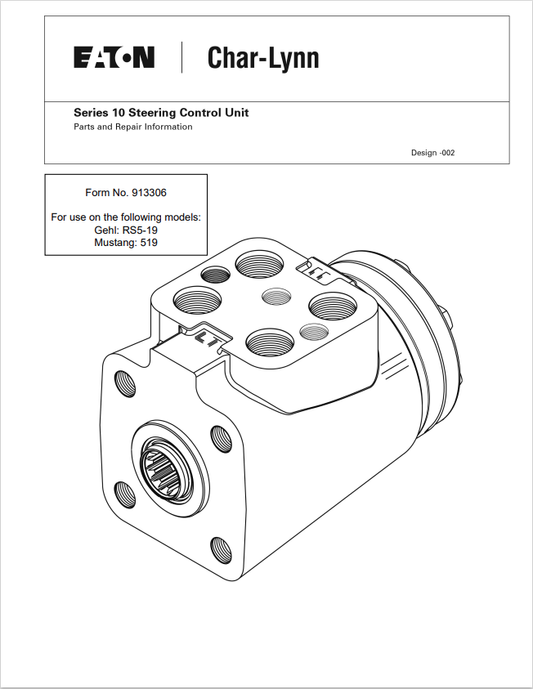 MUSTANG EATON CHAR LYNN SERIES 10 STEERING CONTROL UNIT PARTS AND REPAIR MANUAL 913306 - PDF