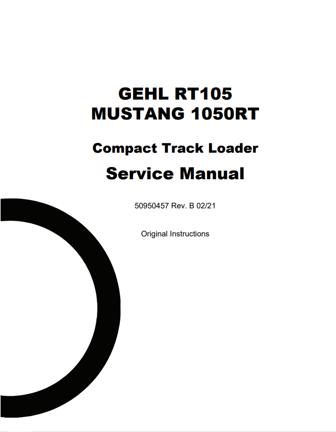 MUSTANG GEHL RT105, 1050RT COMPACT TRACK LOADER SERVICE MANUAL 50950457 - PDF