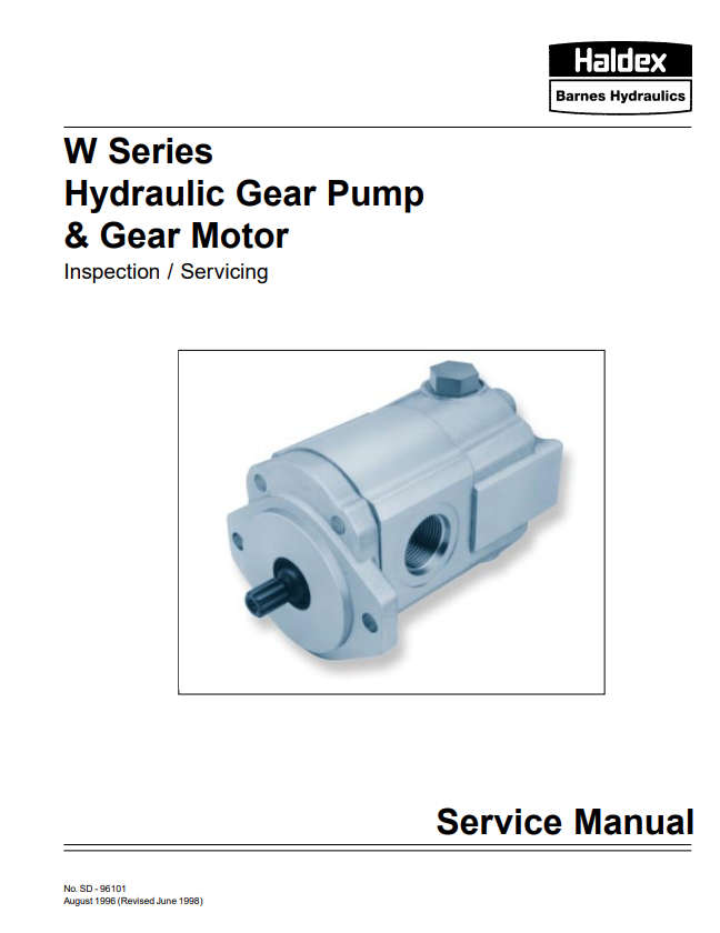 MUSTANG HALDEX BARNES W-SERIES HYDRAULIC GEAR PUMP AND GEAR MOTOR SERVICE MANUAL 915100 - PDF