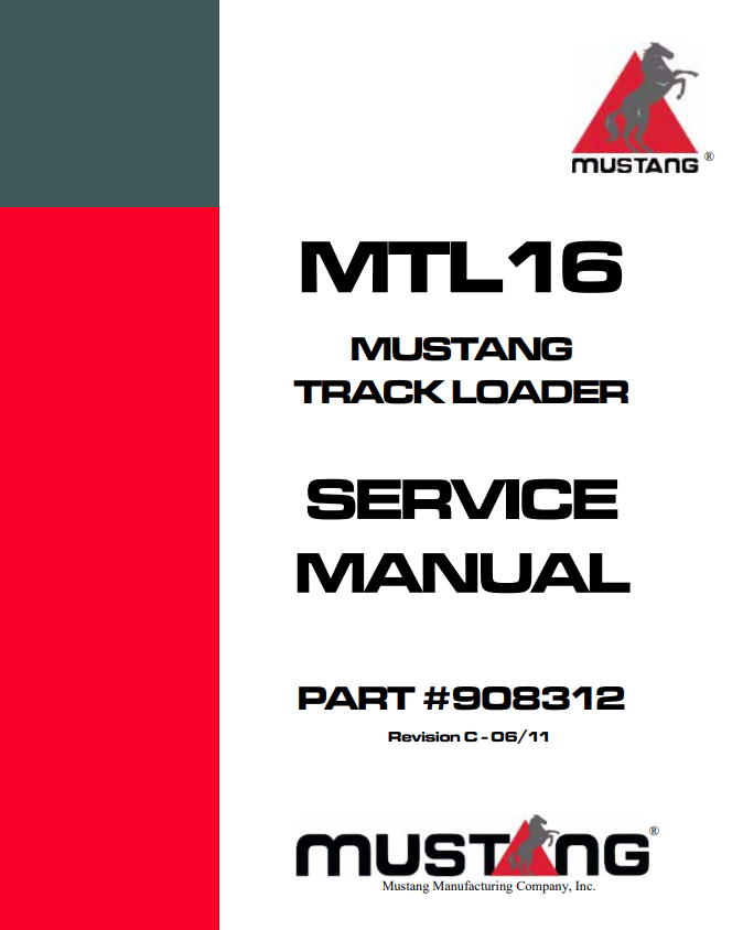 MUSTANG MTL16 TRACK LOADER SERVICE MANUAL 908312 - PDF