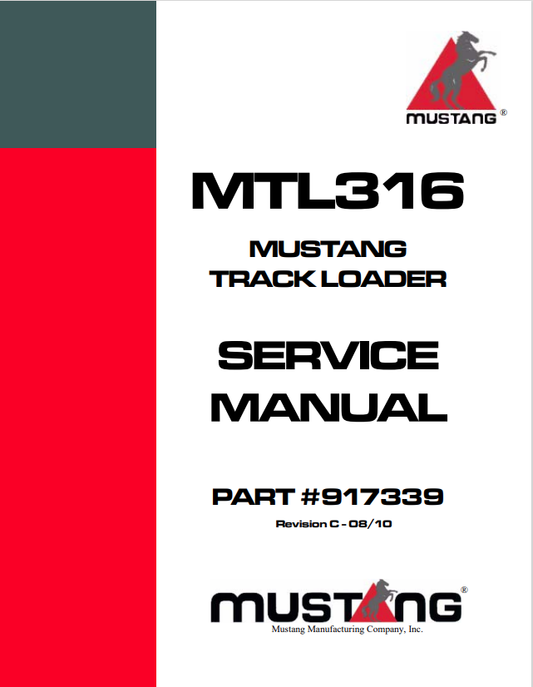 MUSTANG MTL316 TRACK LOADER SERVICE MANUAL 917339 - PDF