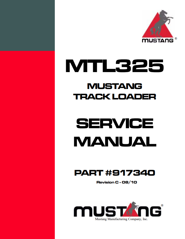 MUSTANG MTL325 TRACK LOADER SERVICE MANUAL 917340 - PDF