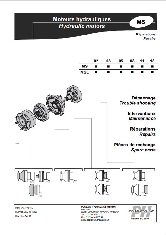 MUSTANG POCLAIN HYDRAULIC MOTOR SKID-STEER LOADER REPAIR MANUAL 917122 - PDF