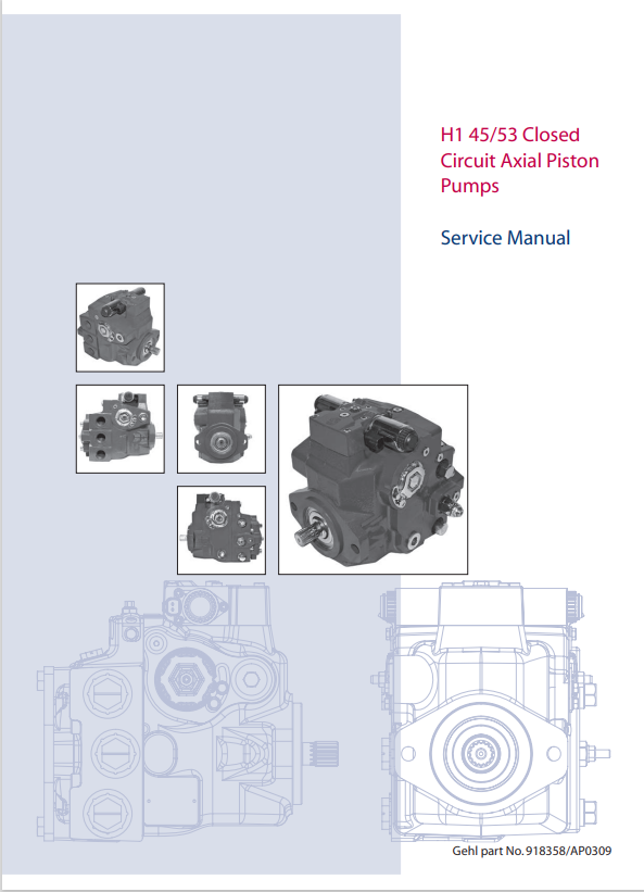 MUSTANG SAUER-DANFOSS H1 45, 53 CLOSED CIRCUIT AXIAL PISTON PUMP SERVICE MANUAL 918358A - PDF