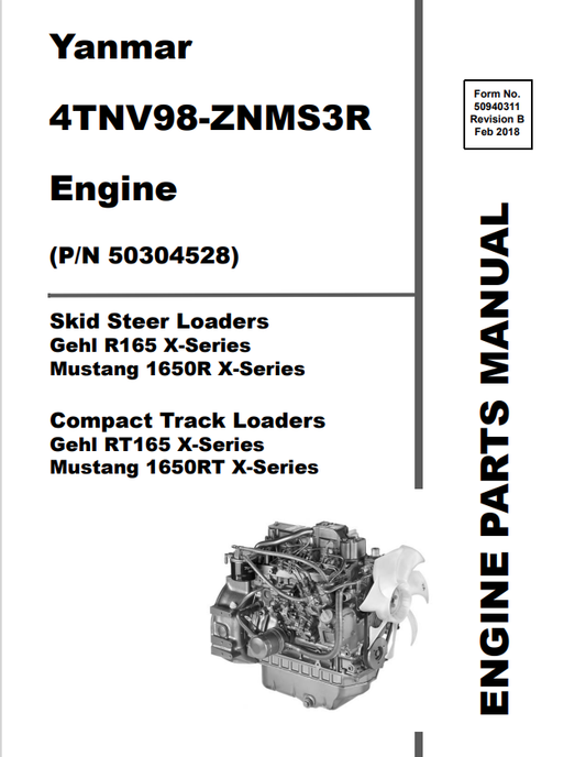 MUSTANG YANMER 4TNV98-ZNMS3R ENGINE PARTS MANUAL 50304528 - PDF