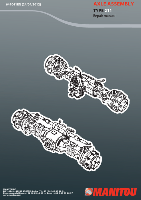 Manitou 211 Axle Assembly Repair Manual 647041EN PDF
