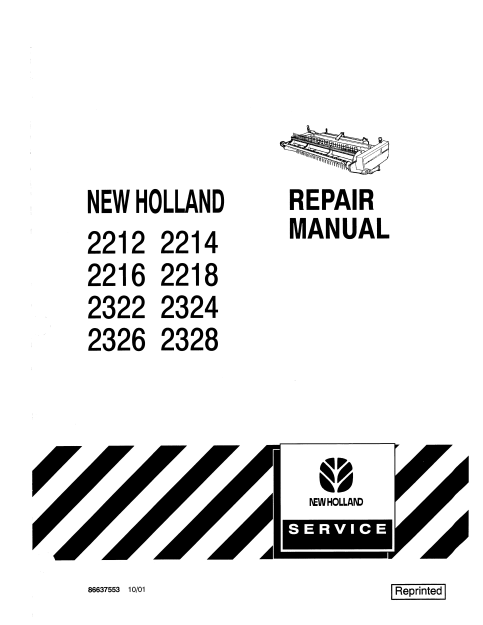 New Holland 2212, 2214, 2216, 2218, 2322, 2324, 2326, 2328 Repair Manual 86637553 PDF