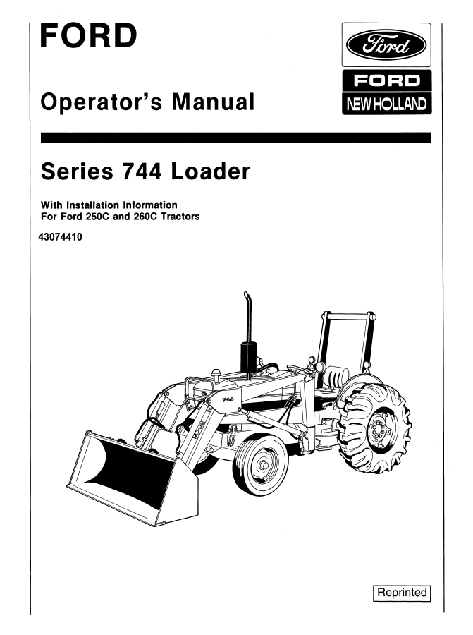 New Holland 250C 260C, 744 Operator Manual 43074410 PDF 