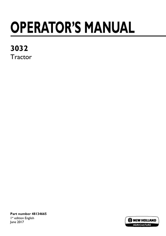 New Holland 3023 Tractor Operator Manual 48134665 PDF