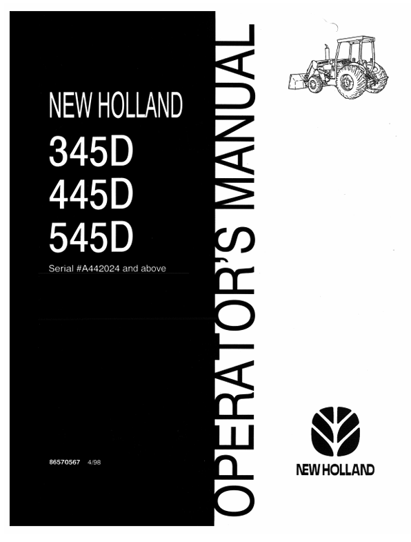 New Holland 345D,445D,545D Operator Manual 86570567 PDF