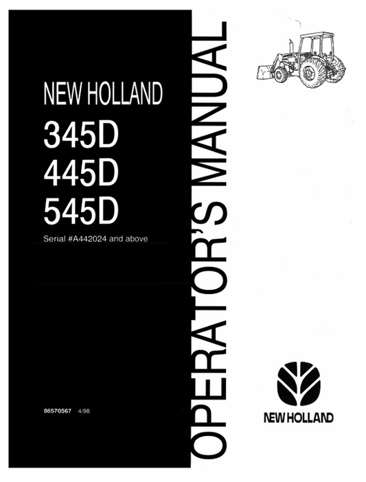 New Holland 345D,445D,545D Operator Manual 86570567 PDF