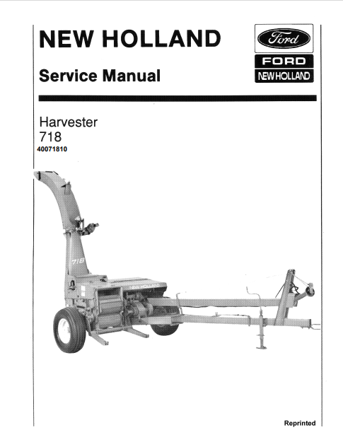 New Holland 718 Harvester Service Manual 40071810 PDF