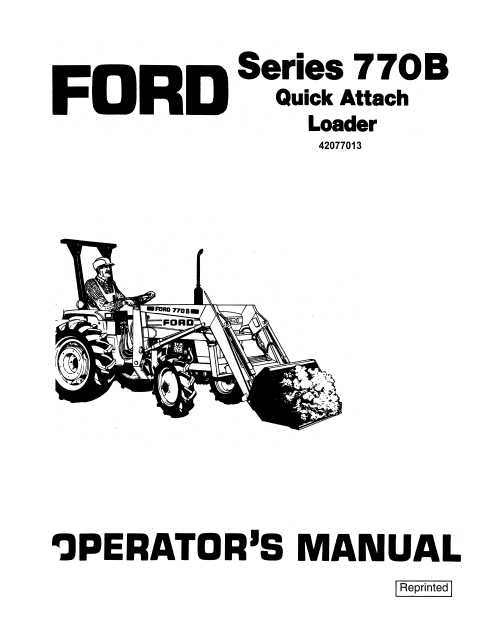 New Holland 770B Loader Operator Manual 42077013 PDF