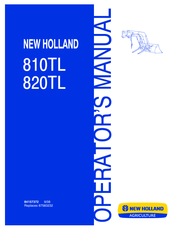 New Holland 810TL,820TL Loader Operator Manual 84157372 PDF