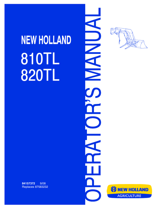 New Holland 810TL,820TL Loader Operator Manual 84157372 PDF