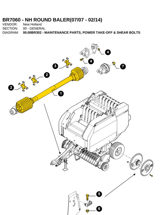 New Holland BR 7060 Round Baler Parts Catalogue Manual