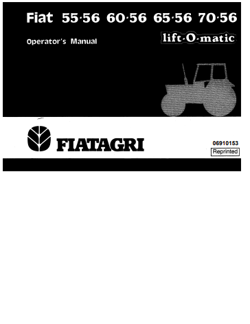 New Holland Fiat 55-56, 60, 65-56, 70 Operator Manual 06910153 PDF