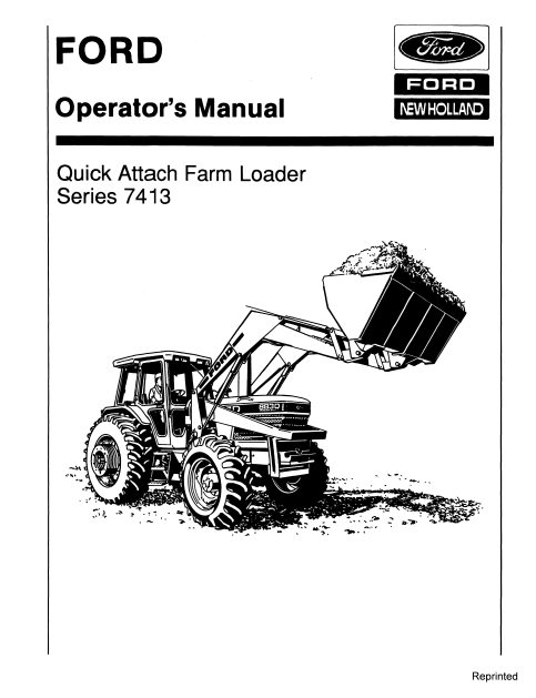 New Holland Series 7413 Quick attach Farm Loader Operator Manual 42741311 PDF
