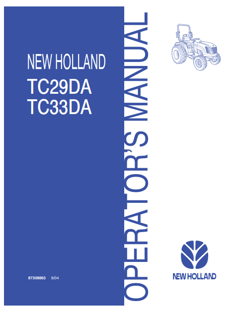 New Holland TC29DA, TC33DA Operator Manual 87308863 PDF