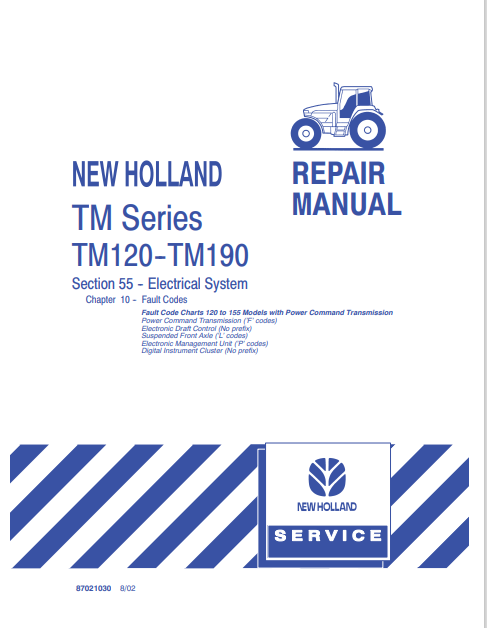 New Holland TM120, TM190 Repair Manual 87021030 PDF