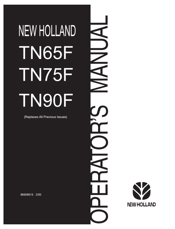 New Holland TN65F, TN75F, TN90F Operator Manual 86608615 PDF