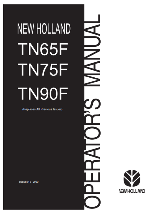New Holland TN65F, TN75F, TN90F Operator Manual 86608615 PDF